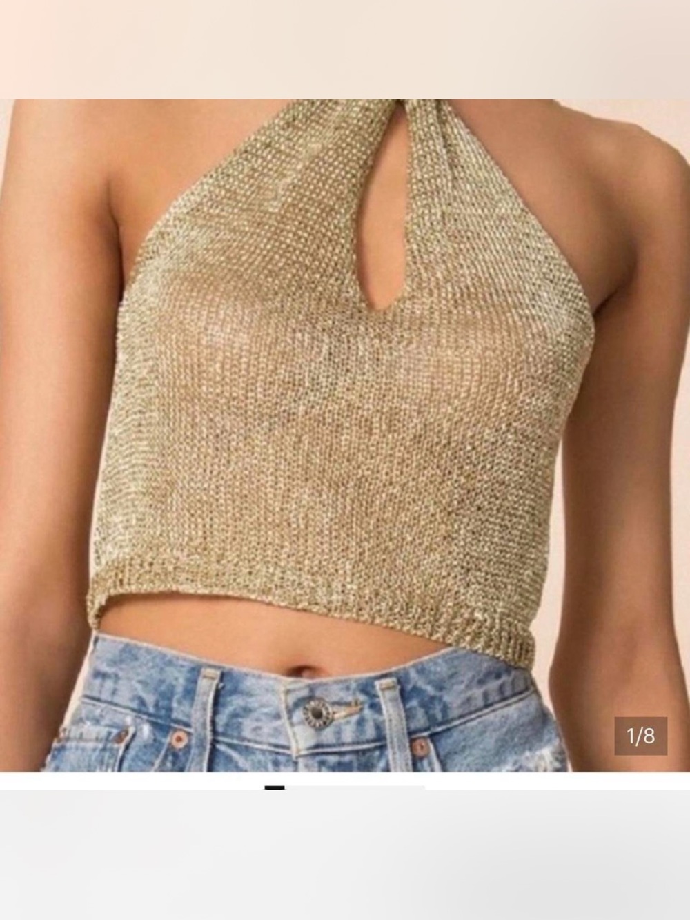 superdown Shimmer Halter Crop Top in Gold